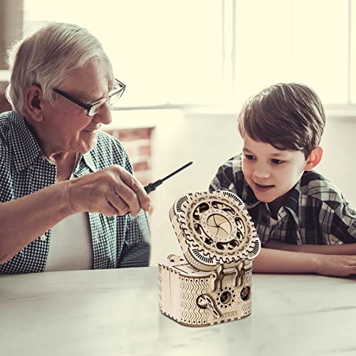 3D Wooden Puzzle Password Box Model Kits for Adults and Teens to Build Combination Lock Mechanism Christmas