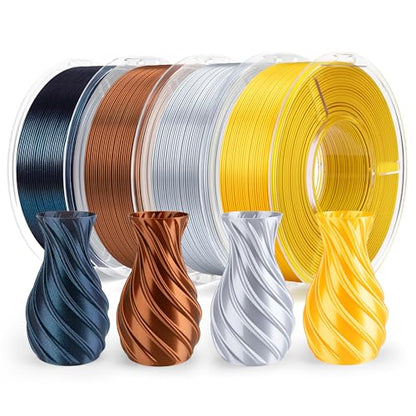 Silk PLA 3D Printer Filament Bundle 1.75mm 4 Colors 4 * 250g (4 Count)