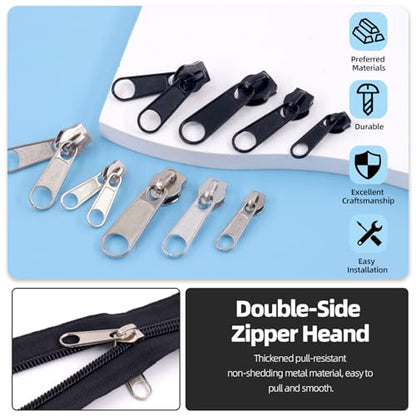 85pcs #3 #5 #8 Zipper Repair Kit Includes 39pcs Metal Zipper Sliders
