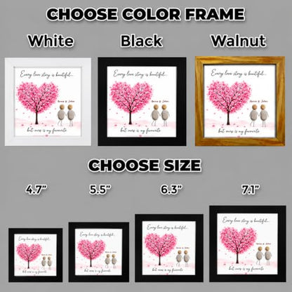 Personalized Pebble Art Couple Wooden Frame Sign