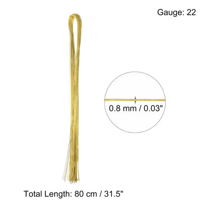 PATIKIL 32 Inch 22 Gauge Floral Stem Wire, 3 Pack/120 Pieces Bouquet Stem Paper Wrapped for DIY Crafts Flower Arrangements, Gold Tone