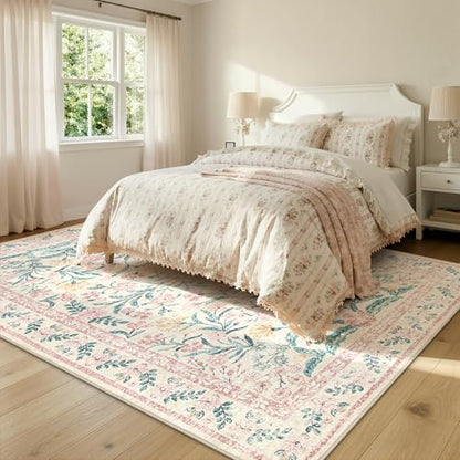 Pink Floral Rugs for Living Room