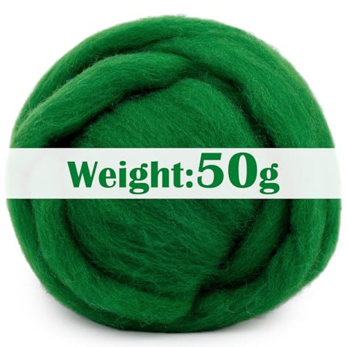1.76oz Green Natural Wool Roving