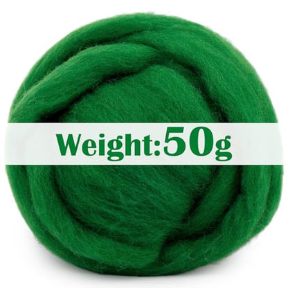 1.76oz Green Natural Wool Roving