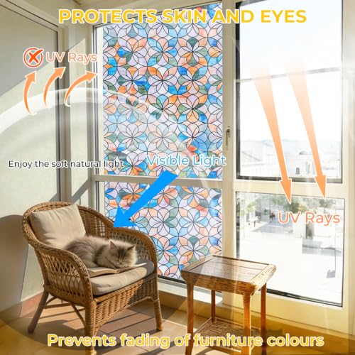 3D Stained Glass Window Privacy Film Decorative Non