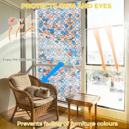 3D Stained Glass Window Privacy Film Decorative Non