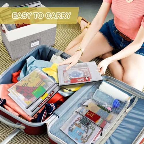 Board Game Organizer with 12pcs Zipper Bags and Writable Stickers