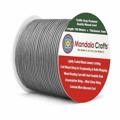 1mm Traffic Gray Cotton Waxed Cord for Jewelry Making