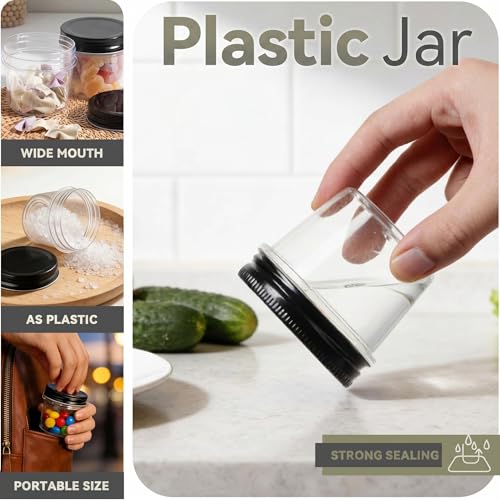 4 oz Plastic Small Mason Jars and Small Plastic Jars with Lids (40 Count)
