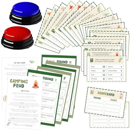 30 Pcs Camping Quiz Game Set with 18 Card 2 Buzzer (30 Count)