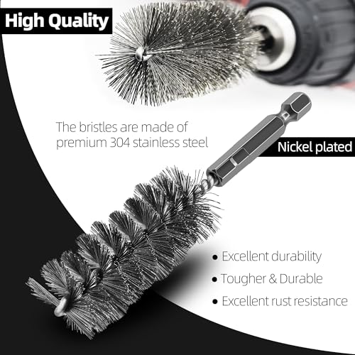 12Pc Stainless Steel Wire Bore Brush for Power Drill Cleaning 5 (12 Count)