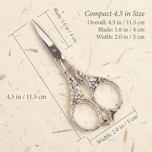 Vintage European Style Scissors Stainless Steel for Cross Stitch Cutting Embroidery Sewing Handcraft Craft Art Work DIY Tool
