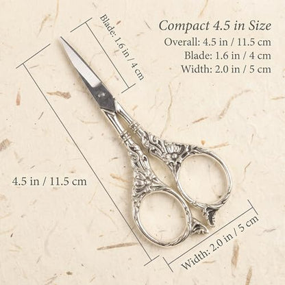 Vintage European Style Scissors Stainless Steel for Cross Stitch Cutting Embroidery Sewing Handcraft Craft Art Work DIY Tool