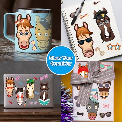 48 Pcs Make A Horse Sticker Sheets Mix and Match for Kids Horse Party Favors Supplies Birthday Gifts Activity Crafts (48 Count)