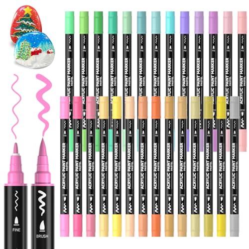 28 Pastel Brush & Fine Tip Acrylic Paint Markers (28 Count)
