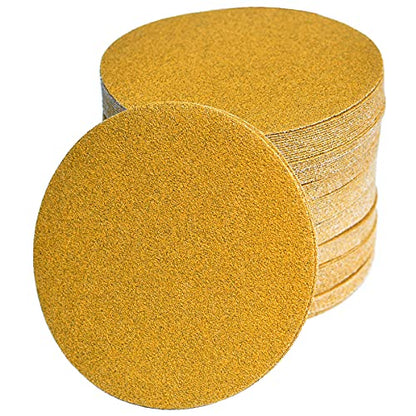 6-Inch No-Hole Hook and Loop Gold Sanding Discs 60-Grit, 100-Pack (100 Count)