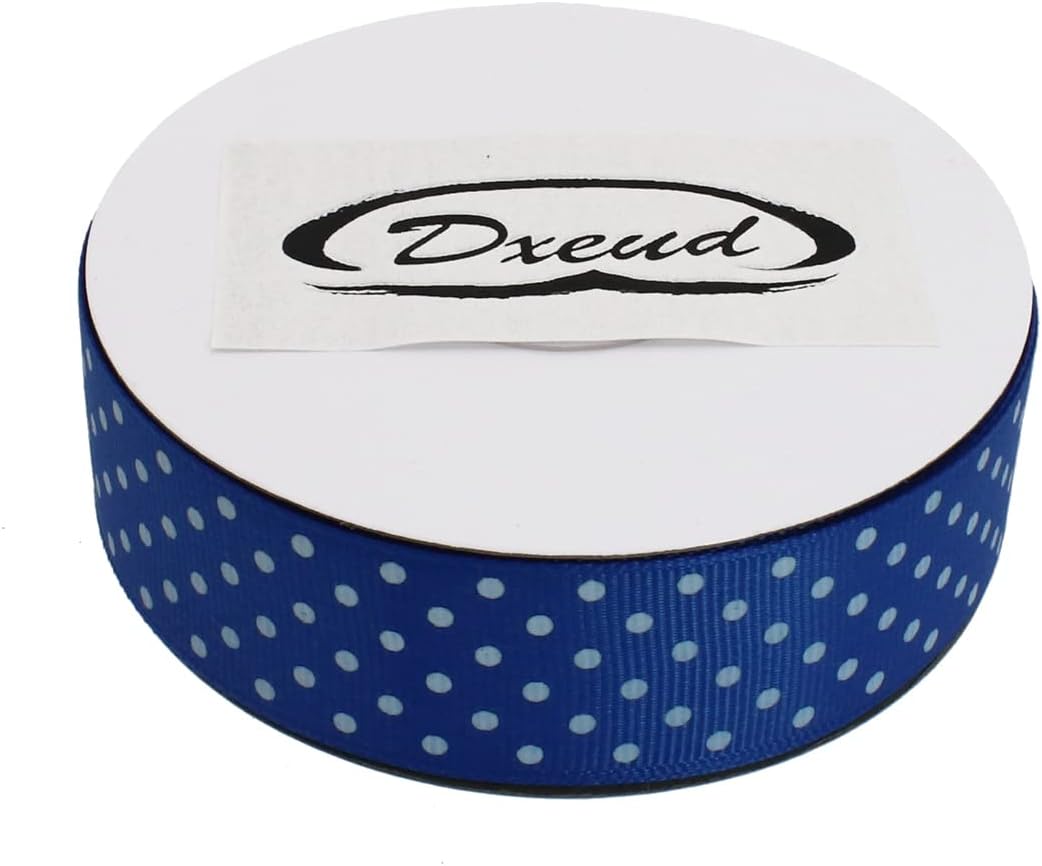 Polka Dot Grosgrain Ribbon 25 Yard Each Roll 100% Polyester (1", Royal Blue) - Crafty Corner
