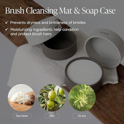 Brush Cleaner Soap with Case & Cleaning Mat