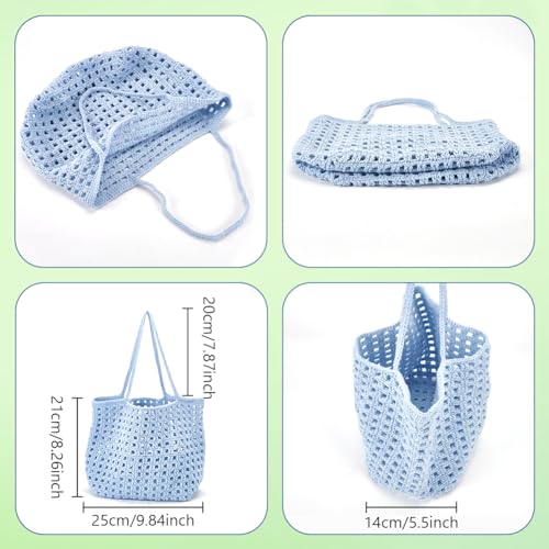 Cotton Cord Crochet Kit for Beginners Crochet Bag Making Kit DIY Crochet Shopping Bag Kit Crochet Set for Adults with Instructions Crochet Bag for Shopping Daily Use