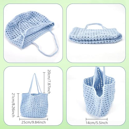 Cotton Cord Crochet Kit for Beginners Crochet Bag Making Kit DIY Crochet Shopping Bag Kit Crochet Set for Adults with Instructions Crochet Bag for Shopping Daily Use