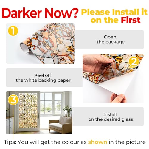 3D Stained Glass Window Privacy Film Decorative Non (664.17 sq in)