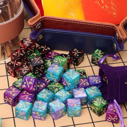 MTG Counter Dice Set 48 Pcs D6 MTG Dice Life Counters Tokens Dice for Magic Card Game Accessories with 6 Pcs Drawstring Bags and Tray (56 Count)