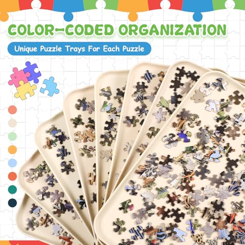 8 Pcs 15'' x 10.5' Extra Large Puzzle Sorting Trays Stackable Puzzle Trays for Sorting Piece Sorter Jigsaw Storage Accessory for 2000 (8 Count)