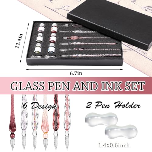 14 Pcs Glass Dip Pen Ink Set for Art Supplies (6 Count)