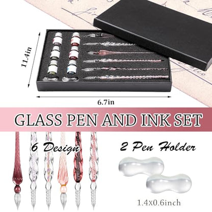 14 Pcs Glass Dip Pen Ink Set for Art Supplies (6 Count)