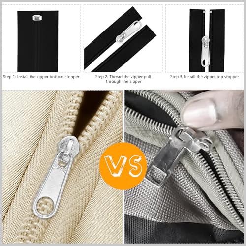 25Pcs Silver Zipper Repair Kit Zippers Replacement 3# Zipper Pull Rescue Kit for Clothing Jackets Purses Luggage Backpacks (25 Count)