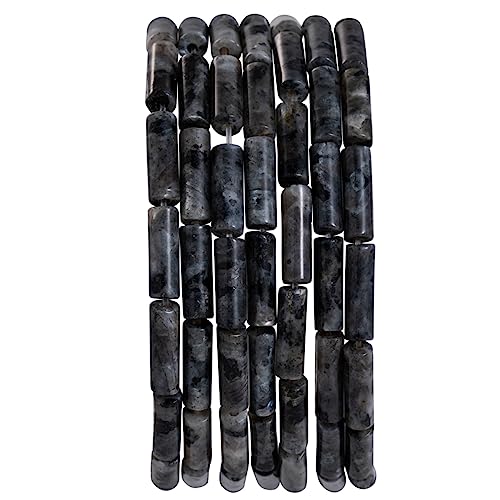 Natural Black Spectrolite Cylinder Tube Beads 4x13mm 38cm (28 Count)