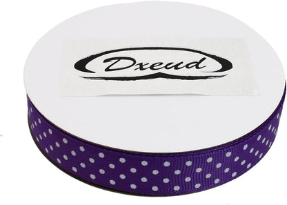 Polka Dot Grosgrain Ribbon 25 Yard Each Roll 100% Polyester (5/8", Purple) - Crafty Corner