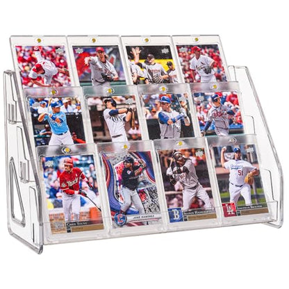 Elevated 3 Tier Clear Acrylic Card Display Stand for Trading Cards