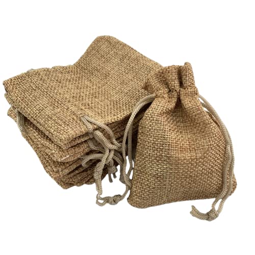 Pack Of 25 Burlap Gift Bags with Drawstring Linen Jewelry Pouches Wedding Hessian Jute Bags for Birthday and Treat Pouches Party Wedding Favors Gift