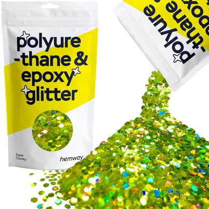 Resin Glitter Lime Green Holographic 100g Super Chunky (3.5 Ounce)