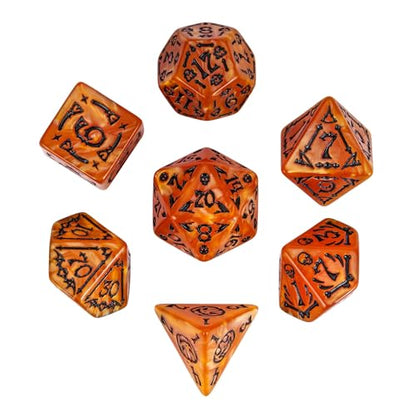 7 Die DND Dice Set Scary Pattern Polyhedral Dice Set with Dice Bag (7 Count)