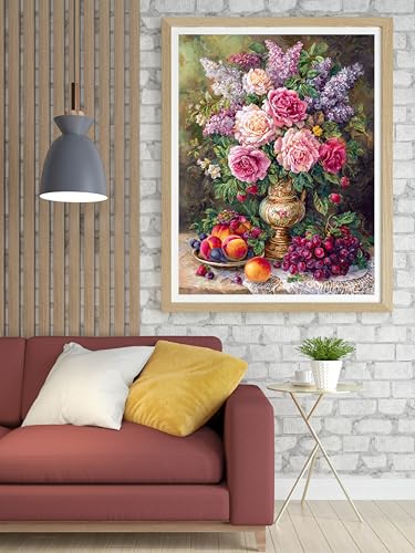14ct Counted Stamped Cross Stitch Kits for Adults Flowers Printed Cross Stitch Patterns Art Crafts Cross Stitch Supplies