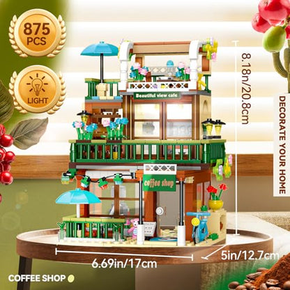 3 in 1 Street View Coffee Shop City Building Set (875 Count)