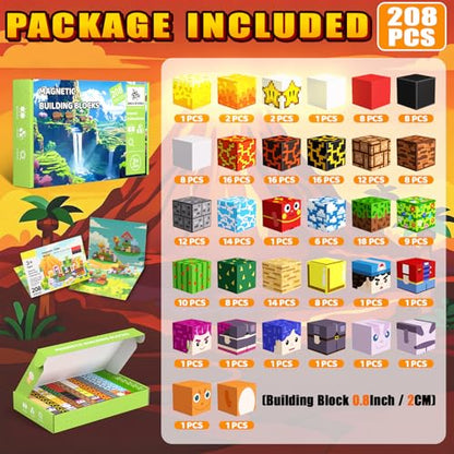 208PCS Light Up Magnetic Blocks (208 Count)