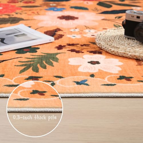 Door Mat Indoor Entrance 2x3 Rug Machine Washable Boho Floral Small Area Rug Non