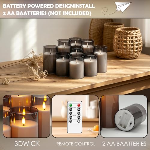 Flickering Flameless Candles Battery Operated with Remote and 2 (9 Count)