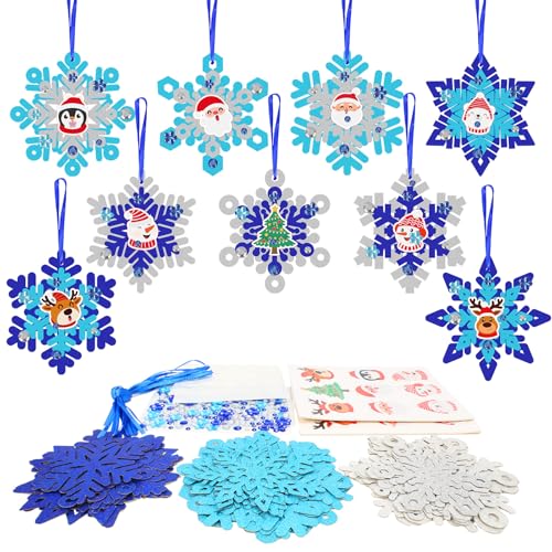 18 Pack DIY Snowflakes Craft Kit for Kids Make You Own Snowflake Foam Sticker Ornament DIY Christmas Arts and Crafts for Chirstmas Party Supplies Winter Christmas Tree Decoration (18 Count)