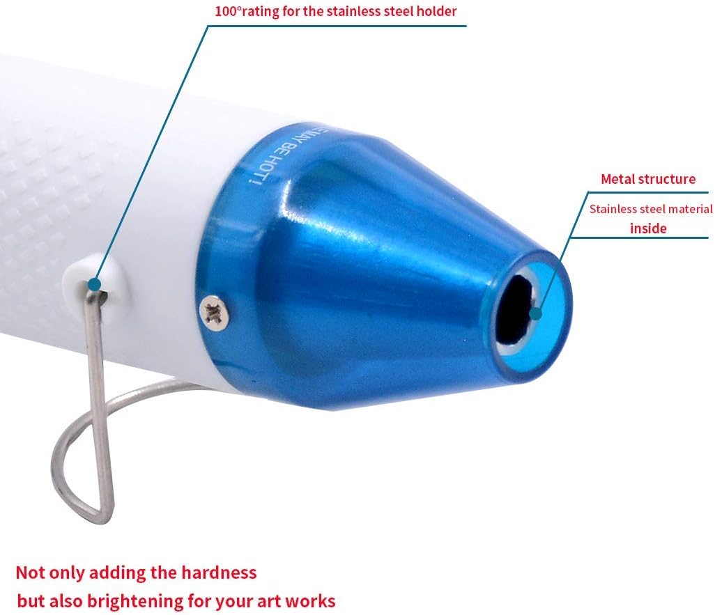 mofa Embossing Heat Gun,Hot Air Gun Tools Shrink Gun with Stand For DIY Embossing And Drying Paint Multi-Purpose Electric Heating Nozzle 150W(White,Blue) - Crafty Corner