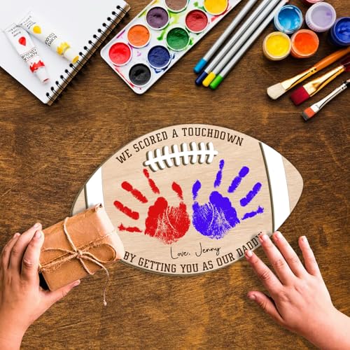 Custom Football Dad Gifts from Baby Handprint Sign