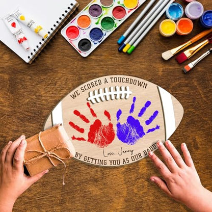 Custom Football Dad Gifts from Baby Handprint Sign