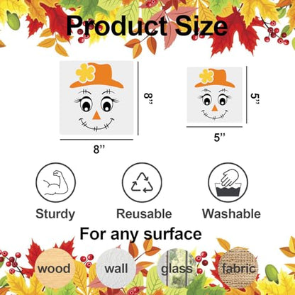 Scarecrow Face Stencil Fall Scarecrow Stencils for Crafts Reusable (18 Count)