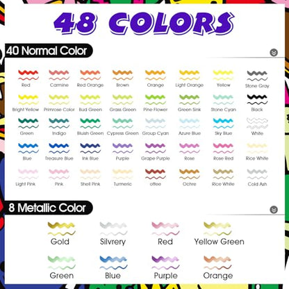 48 Colors Acrylic Paint Markers Set (48 Count)