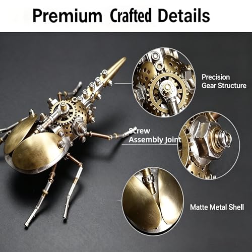 Steampunk Mechanical Rhinoceros Beetle Insect 3D Metal Puzzle Model Kits 160+ Parts 2 (100 Count)