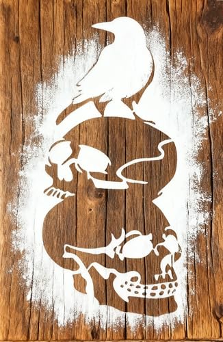 A4 Reusable Halloween Crow Skull Stencil for Painting