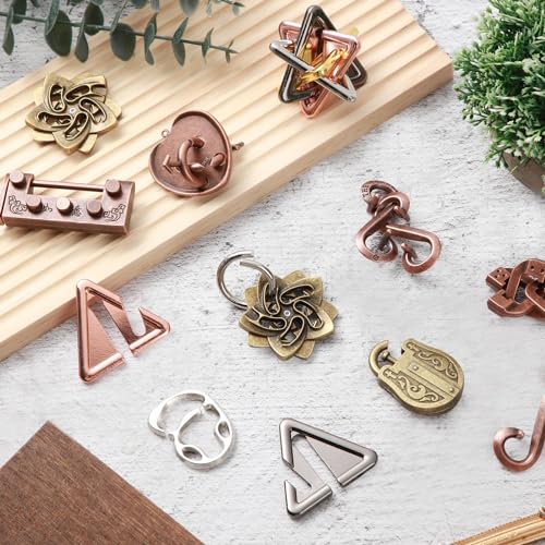 9 Pcs Metal Brain Teasers 3D Steel Puzzle Set (9 Count)
